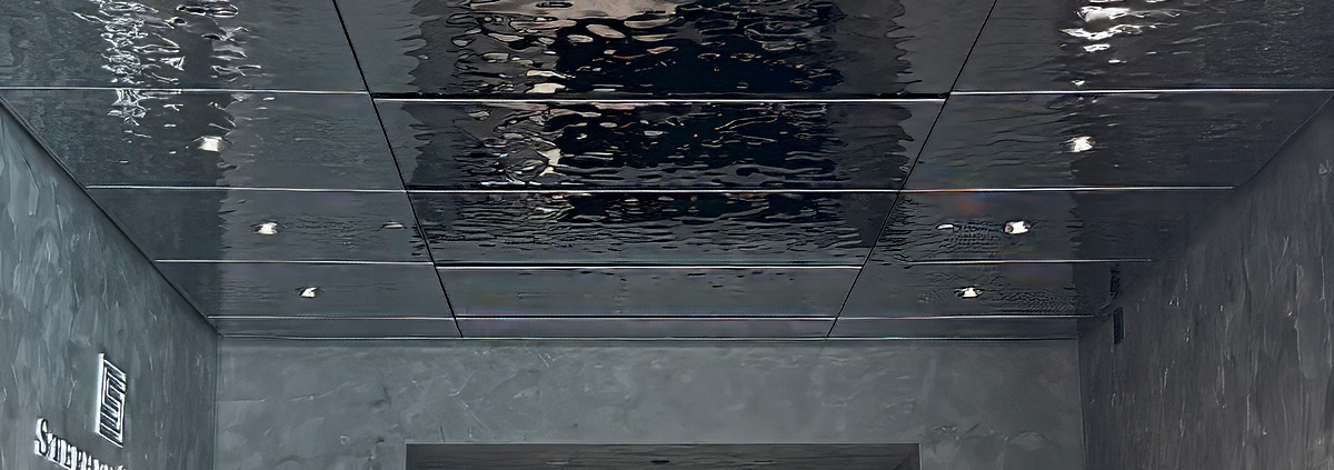 Stephen Silver Jewelry wave form panels by Accent Ceilings