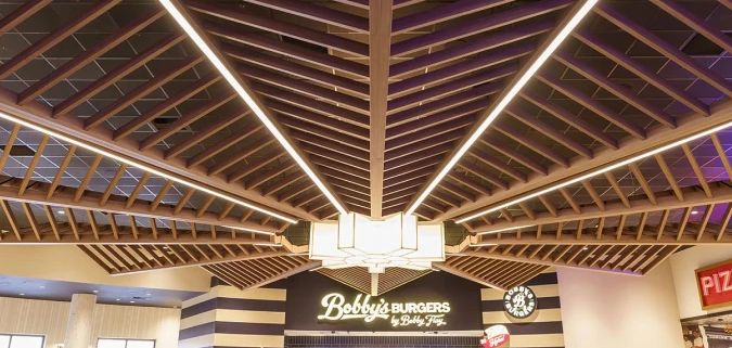 interior of harrahs casino food court ceiling by accent ceilings