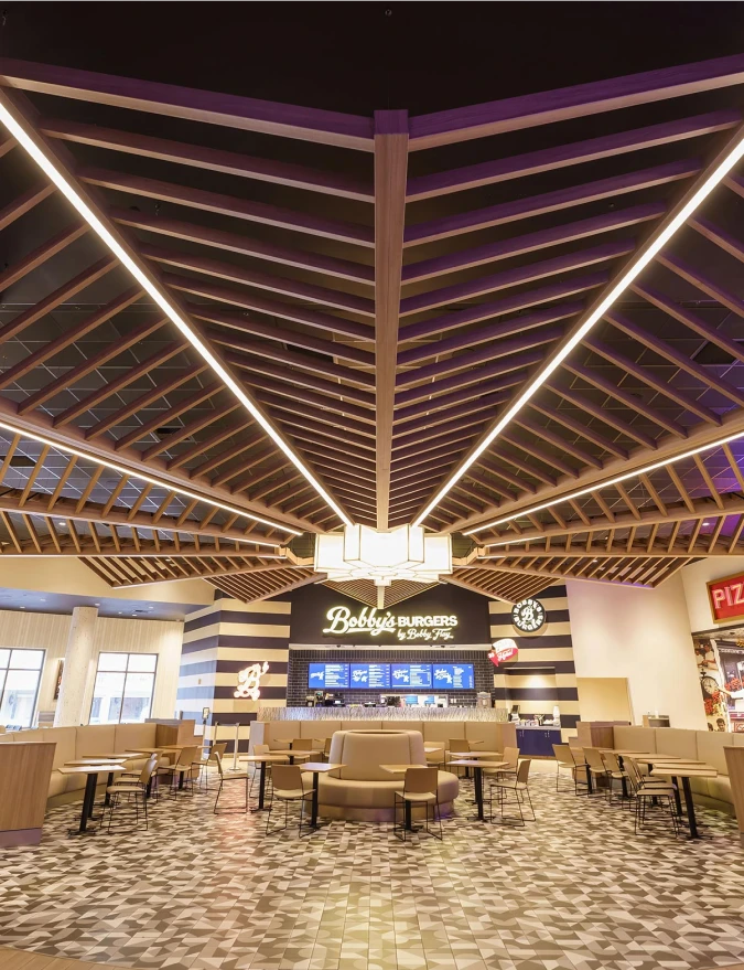 interior of harrahs casino food court ceiling by accent ceilings